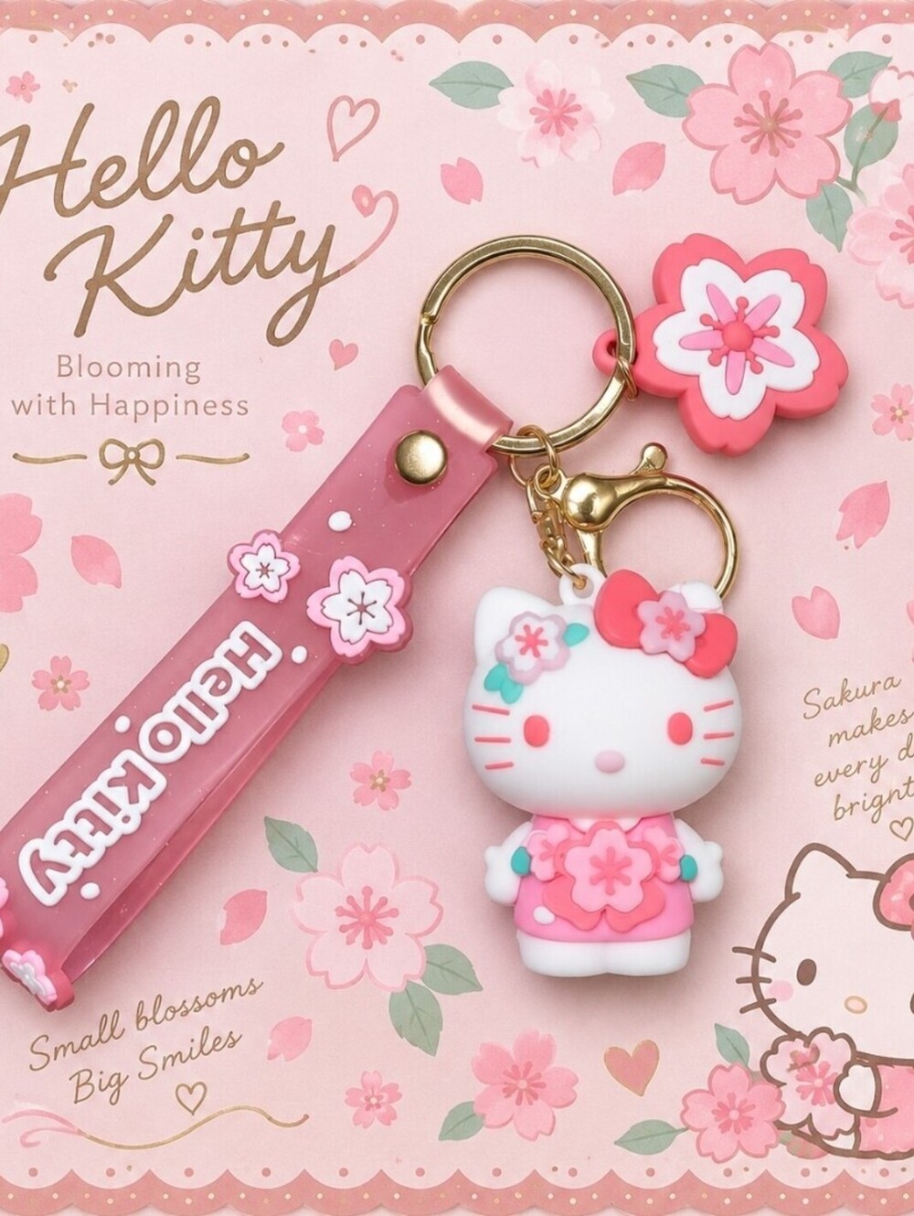 Hello Kitty Charm Keychain Bracelet Wristlet